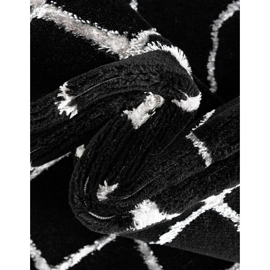 Marilyn Monroe Glam Collection Area Rug - Trellis (10' Square Black and Silver)