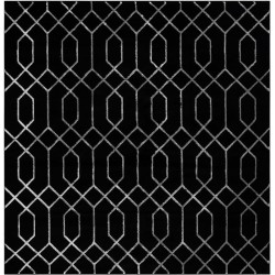 Marilyn Monroe Glam Collection Area Rug - Trellis (7' 10" Square Black and Silver)