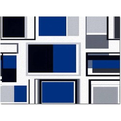 Geometric Area Runner Rug Carpet 5'x7',Abstract Blue Black Boho White Grey Minimalist Kitchen Living Room Bathroom Bedroom Classroom Laundry Room Washable Bath Rug,Doormat Desk Welcome Floor Door Mat