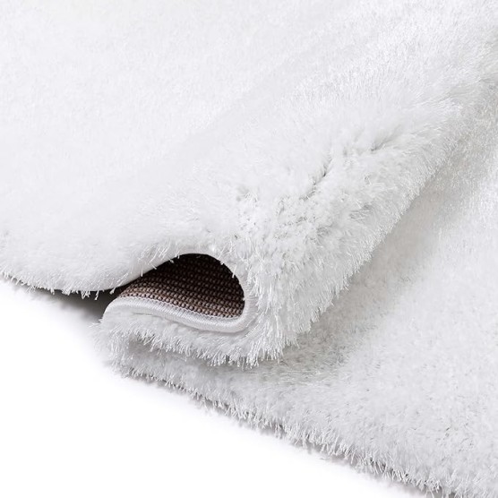 Feather Collection Liza Shag Rug – White, 9'3" x 12'6" for Grand Living Room and Dining Room - Soft Plush Feel