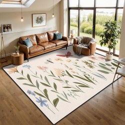 Area Rug Set Botanical Collection Bird Butterfly Dragonfly Honey bee Flower Washable 10x14 feet Rugs Non Slip Outdoor Carpets Soft Mats for Bedroom Kitchen Living Room Home Decor