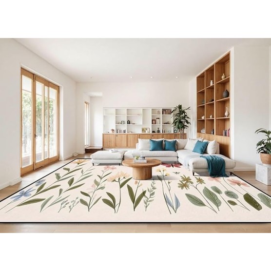 Area Rug Set Botanical Collection Bird Butterfly Dragonfly Honey bee Flower Washable 10x14 feet Rugs Non Slip Outdoor Carpets Soft Mats for Bedroom Kitchen Living Room Home Decor