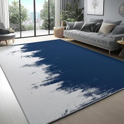Area Rugs for Living Room Bedroom, Machine Washable 7 x 8 ft Abstract Style Navy Blue Background, Soft Bedside Floor Carpet for Kitchen Laundry Front Entrance Floor Home Decor, Blue White