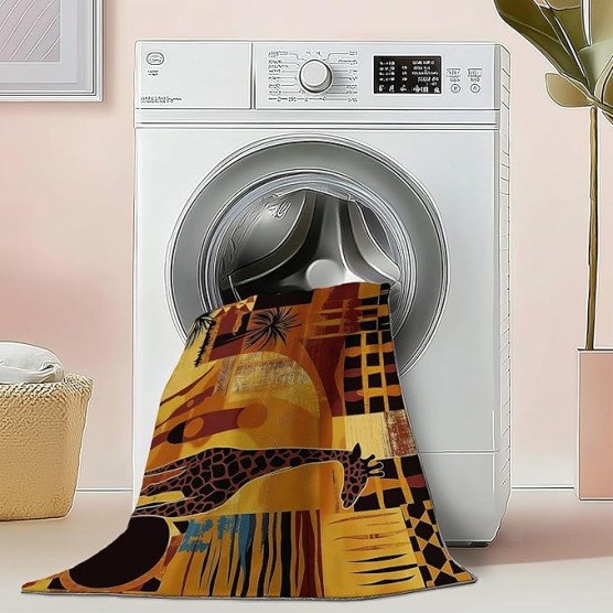 Area Rugs for Living Room Bedroom, Machine Washable 6 x 9 ft Traditional Style African Animal Patterns, Soft Bedside Floor Carpet for Kitchen Laundry Front Entrance Floor Home Decor, Yellow Orange