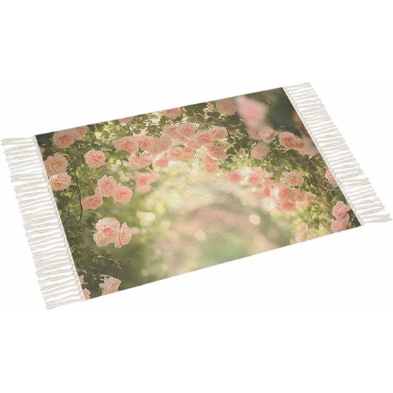 Pink Spring Floral Rugs for Living Room/Bedoorm, Large Area Rug Indoor Outdoor, Summer Roses Flowers Botanical Collection Carpet Reversible Boho Farmhouse Tassels Runners Floor Mats 4'x6'