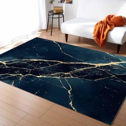 Area Rug for Bedroom 5x8 Ft Black Blue Marble Modern Art Abstract Luxury Gold Texture Super Soft Fuzzy Throw Rug Non-Slip Fluffy Plush Indoor Floor Carpet for Living Room Nursery Home Decor