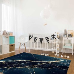 Area Rug for Bedroom 5x8 Ft Black Blue Marble Modern Art Abstract Luxury Gold Texture Super Soft Fuzzy Throw Rug Non-Slip Fluffy Plush Indoor Floor Carpet for Living Room Nursery Home Decor