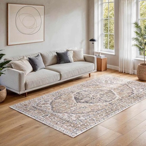 Mythos Traditional 9'2" x 12' Machine Washable Area Rug - Blue, Olive, Tan
