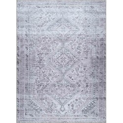 Stillness Traditional 7'10" x 10'2" Machine Washable Area Rug - Off White, Denim, Charcoal