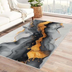 Modern Washable Area Rug Abstract Upgrade Anti Skid Rectangular Fuzzy Washable Carpet for Living Room Bedroom Outdoor Patio(Grey)-7x9ft