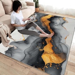 Modern Washable Area Rug Abstract Upgrade Anti Skid Rectangular Fuzzy Washable Carpet for Living Room Bedroom Outdoor Patio(Grey)-7x9ft