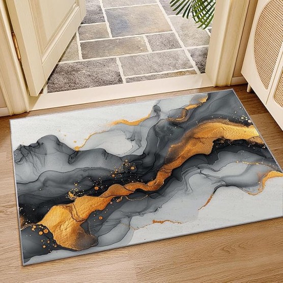 Modern Washable Area Rug Abstract Upgrade Anti Skid Rectangular Fuzzy Washable Carpet for Living Room Bedroom Outdoor Patio(Grey)-7x9ft