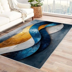 Modern Bohemian Easy Rug Upgrade Anti Skid Rectangular Fuzzy Washable Carpet for Living Room Bedroom Outdoor Patio(Blue)-7x9ft