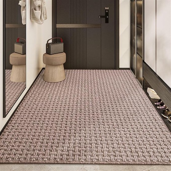 Low Profile Front Door Mat Entrance, Durable Doormat Stain Fade Resistant, Non Slip Entryway Mats for Outdoor Indoor, Beige, 48" x 72"