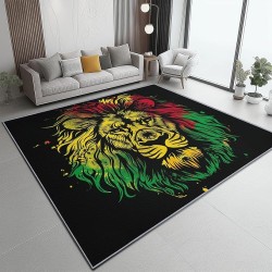 8x10 Area Rugs for Living Room Cartoon Machine Washable Non Slip Rug, Soft Low Pile Lightweight Hand Drawn Animals Lion Print Carpet for Bedroom Dining Room Home Office, Yellow