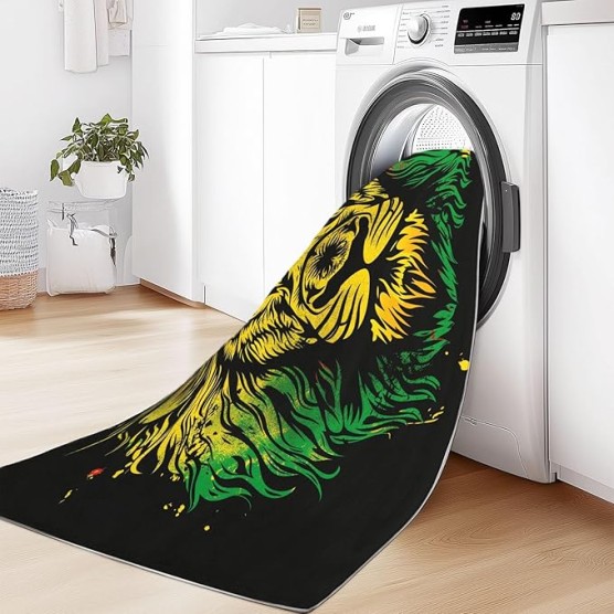 8x10 Area Rugs for Living Room Cartoon Machine Washable Non Slip Rug, Soft Low Pile Lightweight Hand Drawn Animals Lion Print Carpet for Bedroom Dining Room Home Office, Yellow