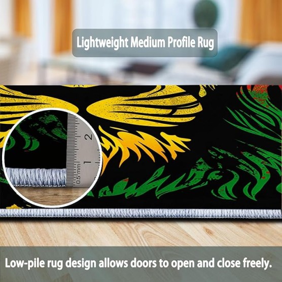 8x10 Area Rugs for Living Room Cartoon Machine Washable Non Slip Rug, Soft Low Pile Lightweight Hand Drawn Animals Lion Print Carpet for Bedroom Dining Room Home Office, Yellow