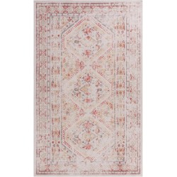 Chenille Low-Pile Machine-Washable Rug with Non-Slip Backing, Eco-Friendly Durable Polyester Indoor Carpet for High-Traffic Areas, Living Room, Bedroom, or Hallway Floor Covering (Beige,6' x 9')