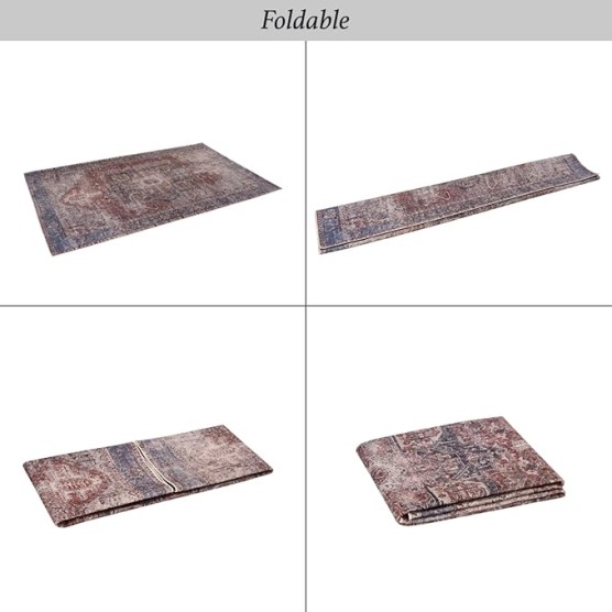 Chenille Low-Pile Machine-Washable Rug with Non-Slip Backing, Eco-Friendly Durable Polyester Indoor Carpet for High-Traffic Areas, Living Room, Bedroom (Burgundy,6' x 9')