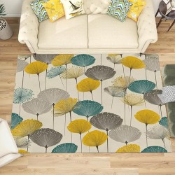 Hand Drawn Striped Dandelions 6x9 Living Room Rugs, Beige Machine Washable Area Rugs for Kids Bedroom Rubber Backed, Abstract and Simple Stain-Resistant Carpet for Dining Room, Guestroom