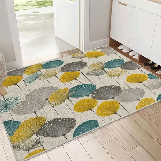 Hand Drawn Striped Dandelions 6x9 Living Room Rugs, Beige Machine Washable Area Rugs for Kids Bedroom Rubber Backed, Abstract and Simple Stain-Resistant Carpet for Dining Room, Guestroom
