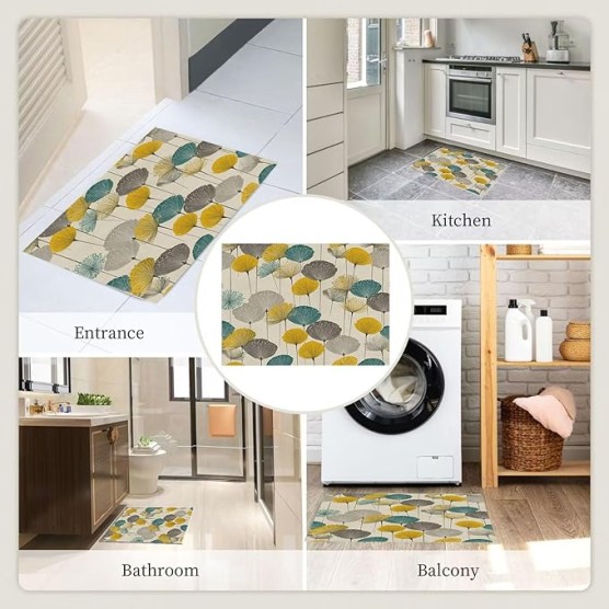 Hand Drawn Striped Dandelions 6x9 Living Room Rugs, Beige Machine Washable Area Rugs for Kids Bedroom Rubber Backed, Abstract and Simple Stain-Resistant Carpet for Dining Room, Guestroom